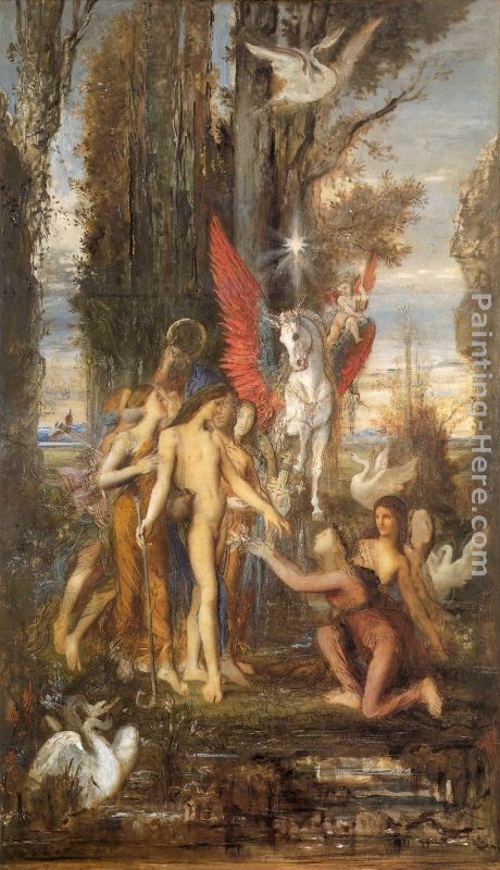Hesiod and the Muses painting - Gustave Moreau Hesiod and the Muses art painting